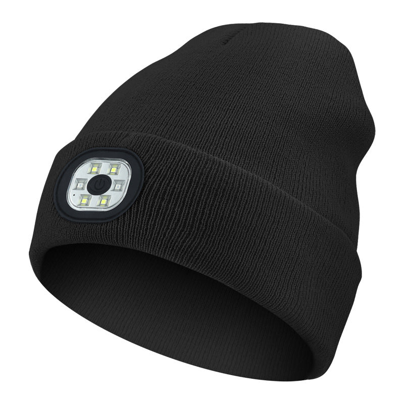 Outdoor Riding Lighting Headlights Cap Multi-color Optional Night Running LED Light Emitting Knitted Hat