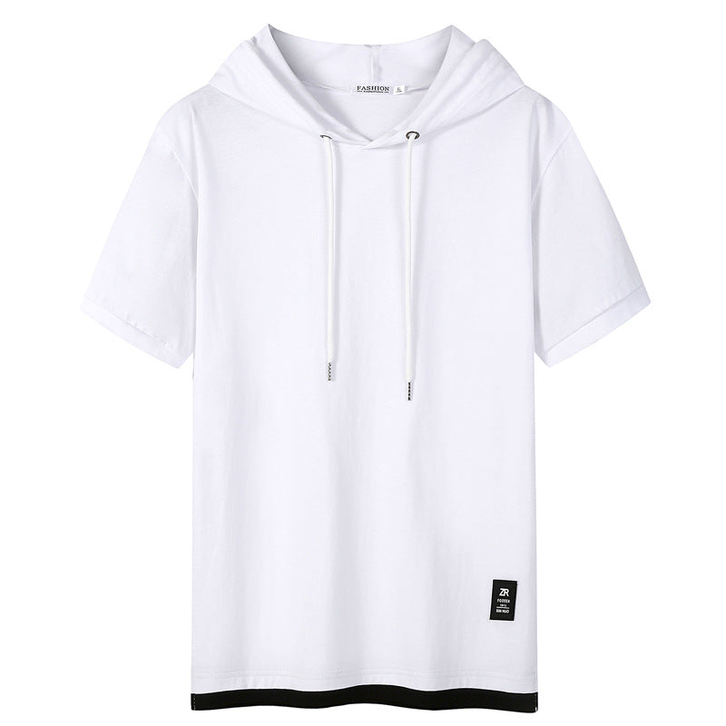 Casual Simple Men's Clothing Cotton Hooded T-shirt