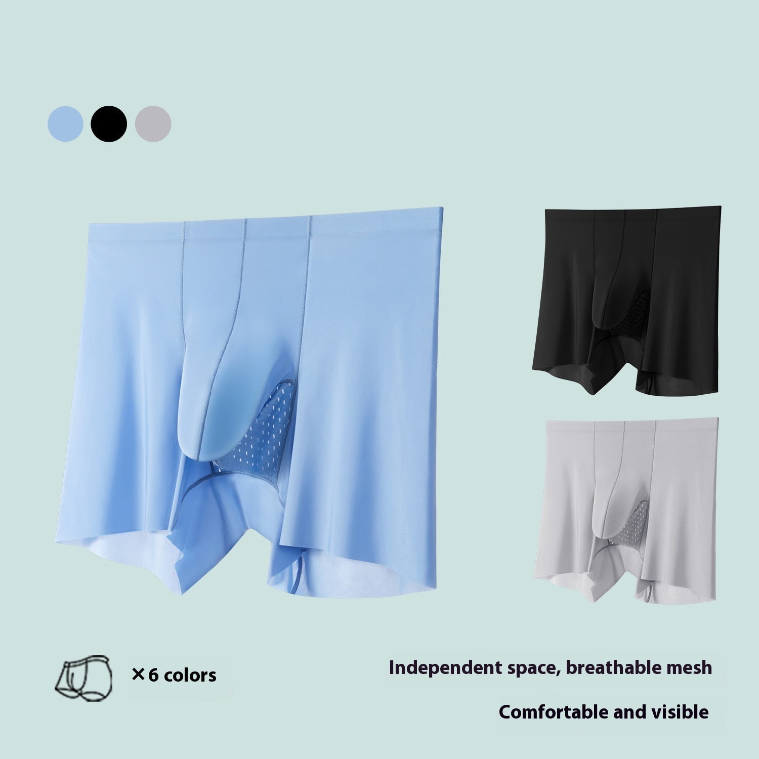 Ice Silk Separation Mesh Quick-drying Breathable Trunk Underpants Bullet Separation Boxers