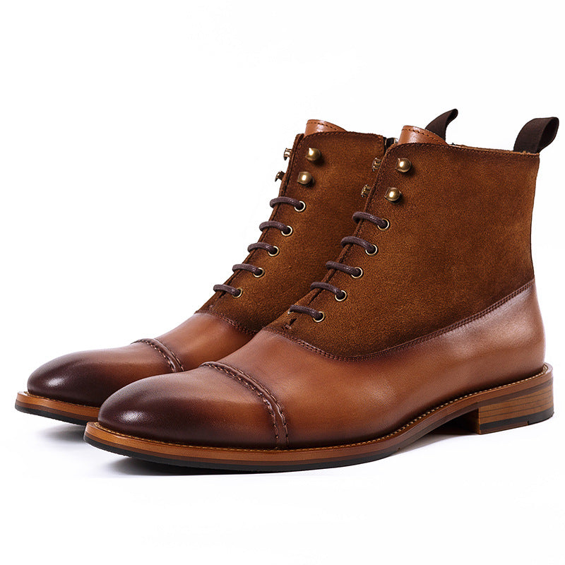 Three-Joint Lace-Up High-Top Casual Leather Boots