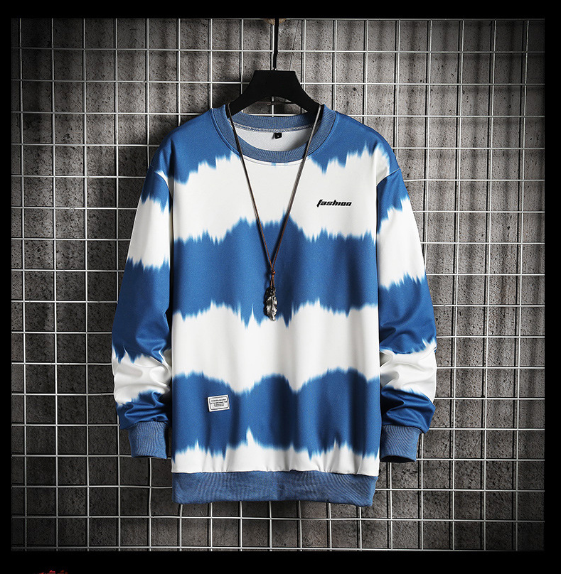 Two-tone Tie-dye Casual Men's Sweater