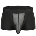Men's Sexy Gun Egg Separation Nylon Ice Silky Mesh Transparent Bag Boxer Briefs