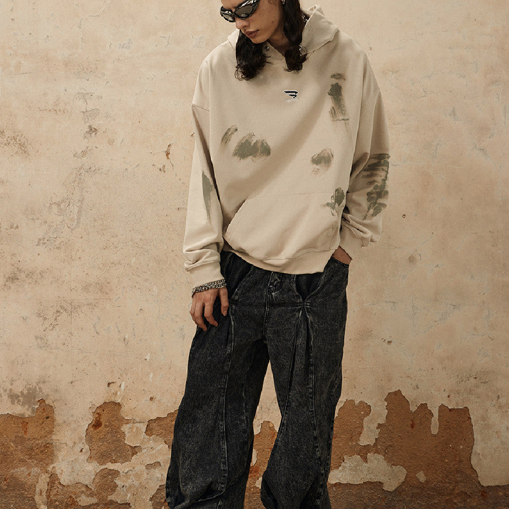 Autumn New Men's Sweater Embroidery Craft Handmade Painting DIRTY FIT Style Hoodie