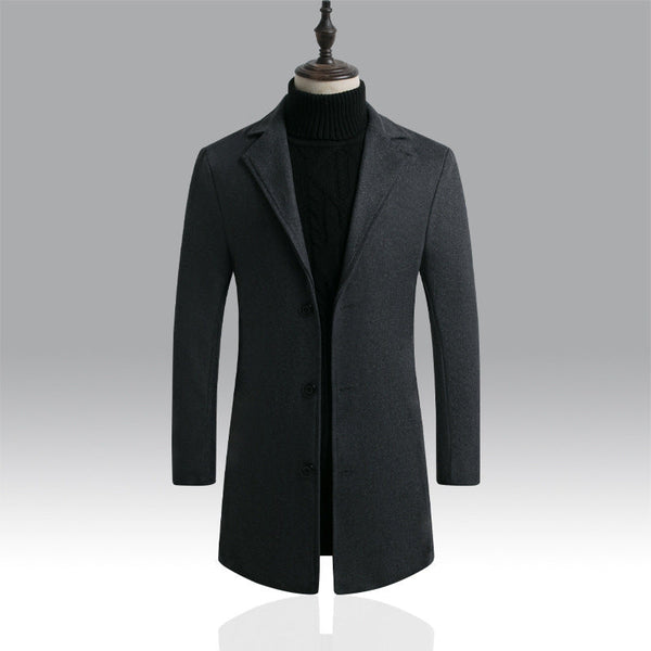 men's Korean style slim woolen trench coat