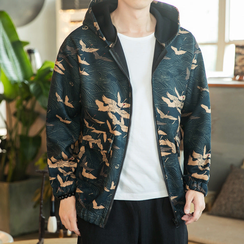 Floral hooded jacket men