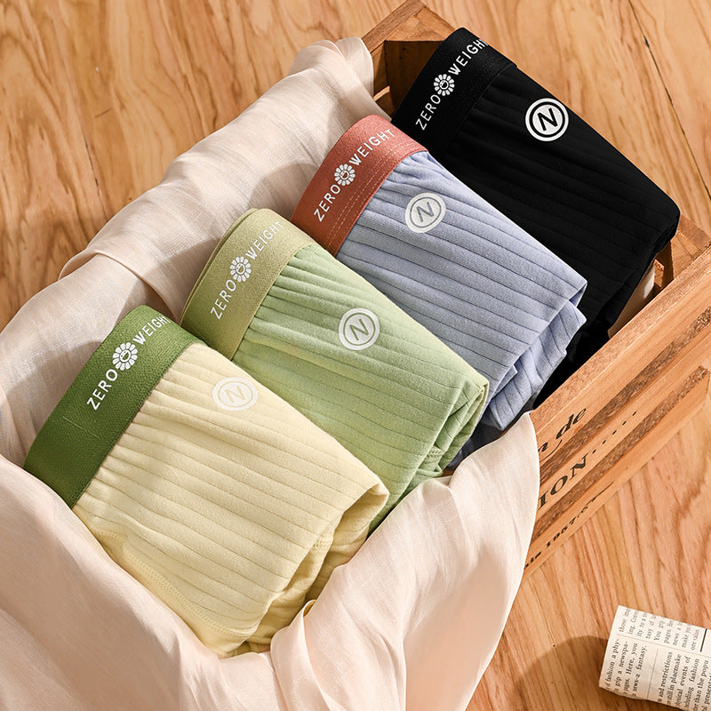 Striped Purified Cotton Men's Underwear Mid-waist Contrast Color