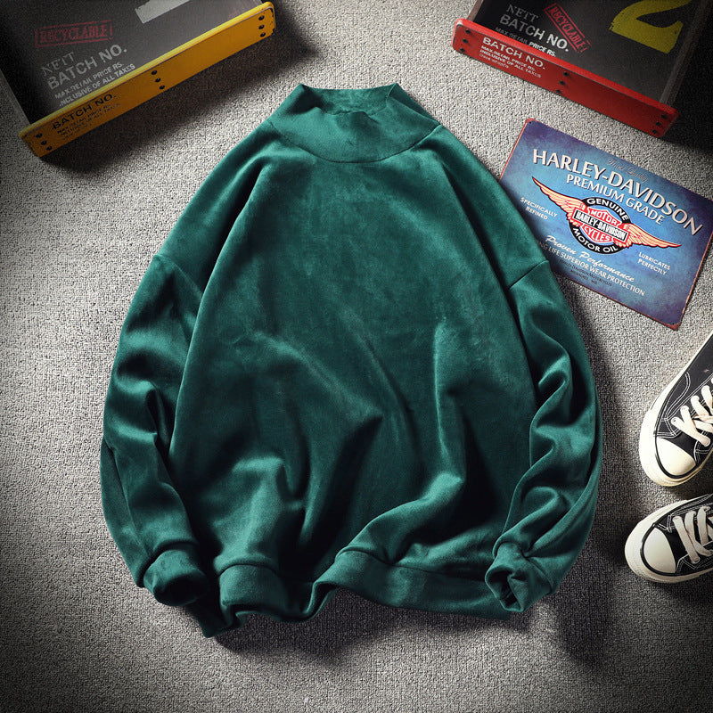 Gold Velvet Half Turtleneck Sweater men