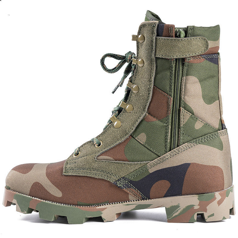 Spring High-top Breathable Zipper Army Fan Combat Boots Outdoor Combat