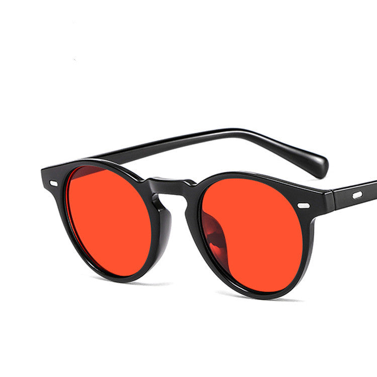 Men's round frame rice nail sunglasses