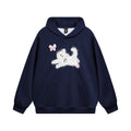 Butterfly Kitten Chain Embroidery Loose Hooded Sweater