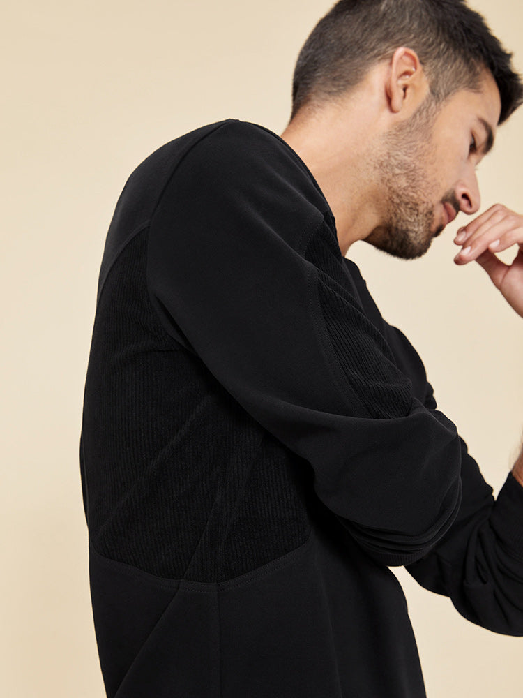 Stitching pullover round neck sweater men