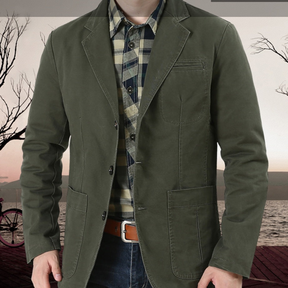 Loose Plus Size Suit Pure Cotton Washed Single-breasted Casual Jacket