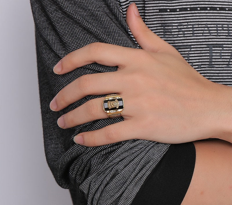 tiger Walton Navy titanium ring