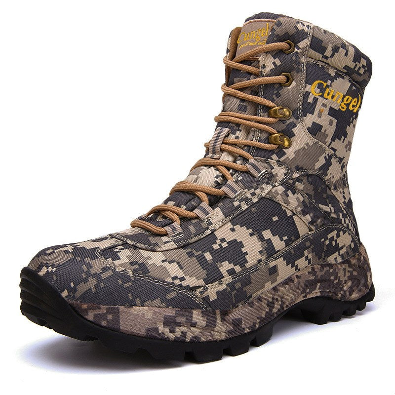 High-top camouflage boots for men
