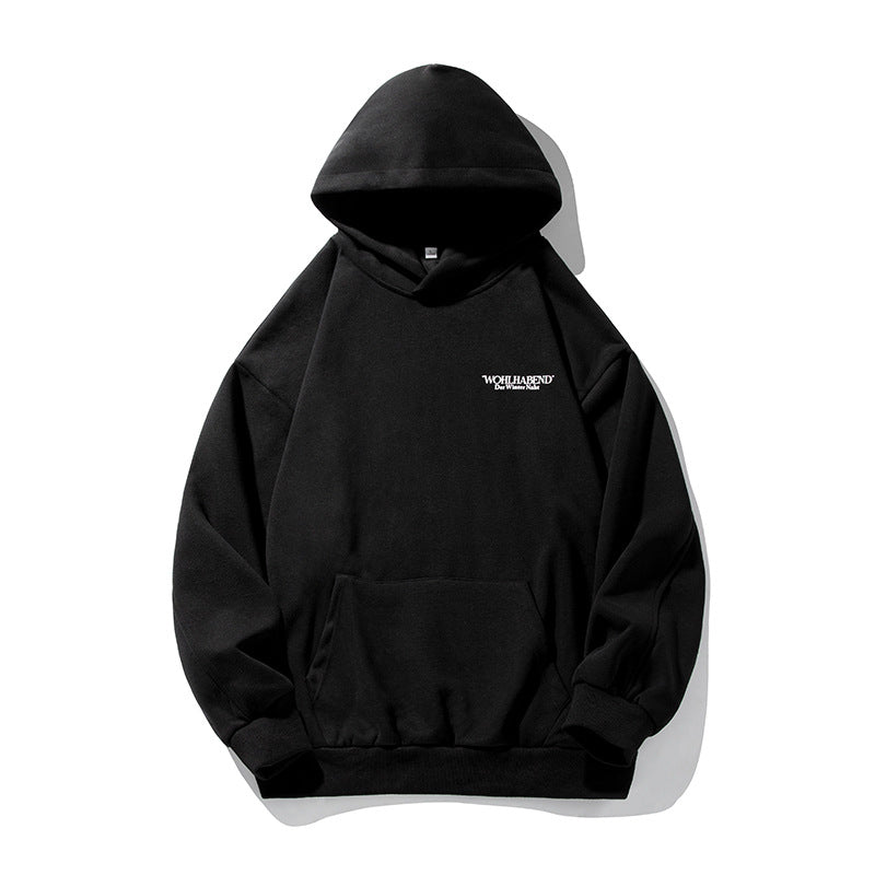 American Retro Hooded Sweater Men's Autumn Puff Print Coat