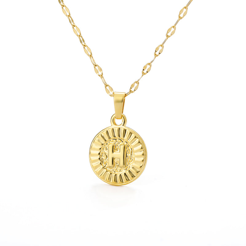 English Alphabet Disc Necklace Men and women