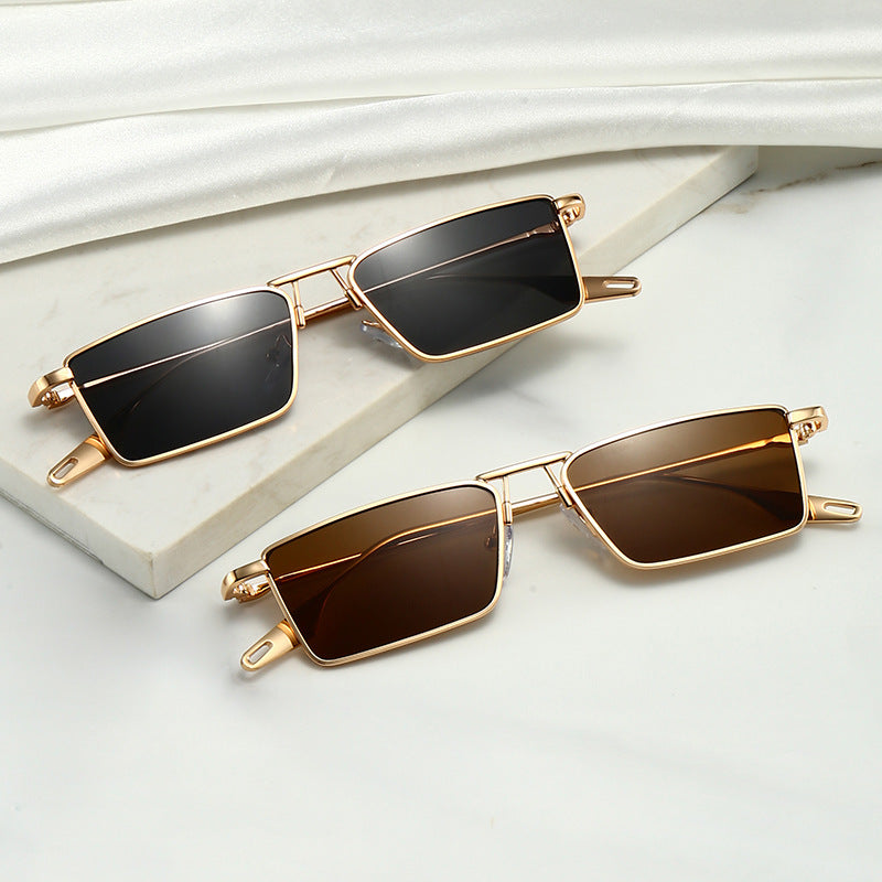 Small Square Box Sunglasses Women's Metal