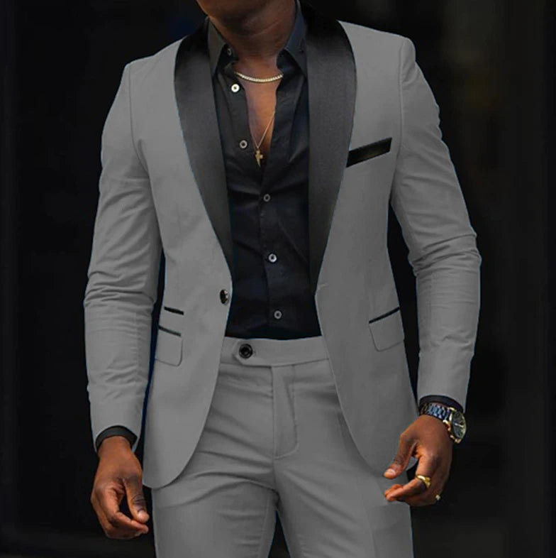 Dress Autumn Men's Business Casual Slim-fitting Suit Two-piece Suit