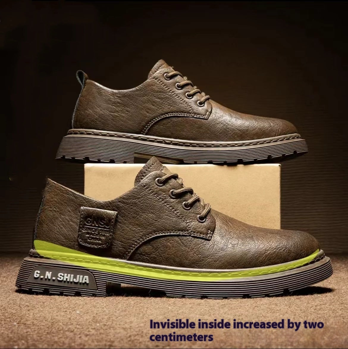 Autumn And Winter Fleece-lined With Hidden Heels Business Men's Low-top Martin Boots