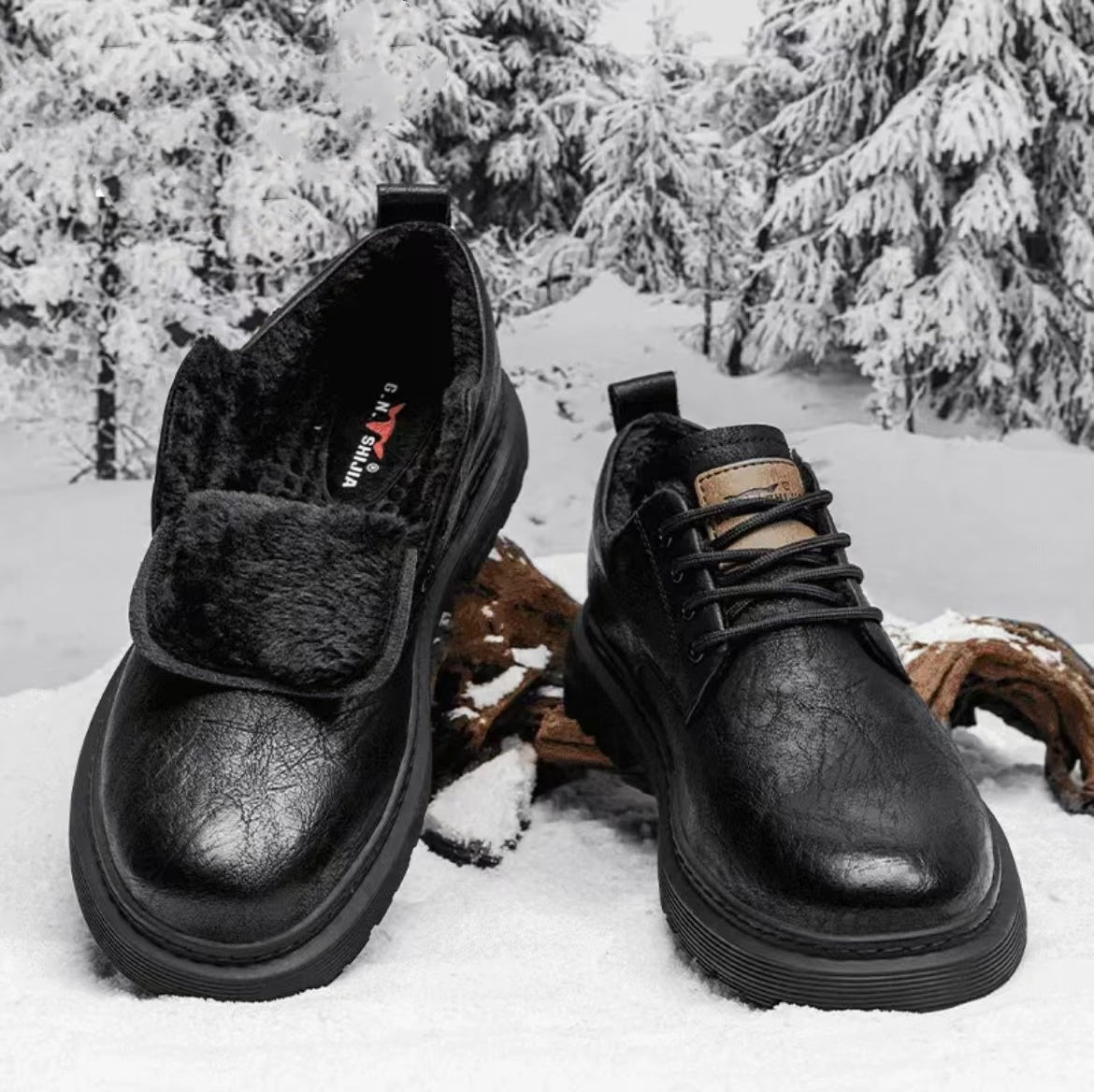 Autumn And Winter Fleece-lined With Hidden Heels Business Men's Low-top Martin Boots