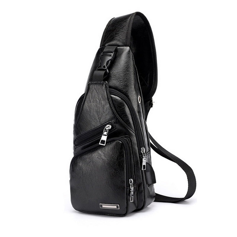 Men USB Charging Bag Men Chest Bag For Custom PU PVC Shoulder Bag Diagonal Package Messenger bag