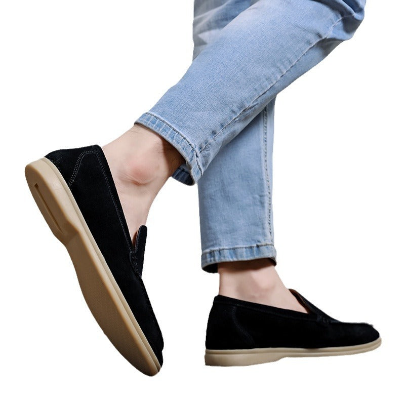 Autumn New Shallow Mouth Loafers Men Suede Slip-on