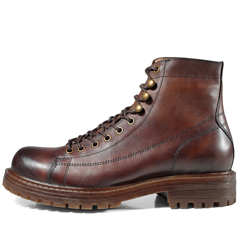 Martin Boots Men's Leather Shoes High-top Retro Plus Velvet Leather  Thick-soled Soft Leather