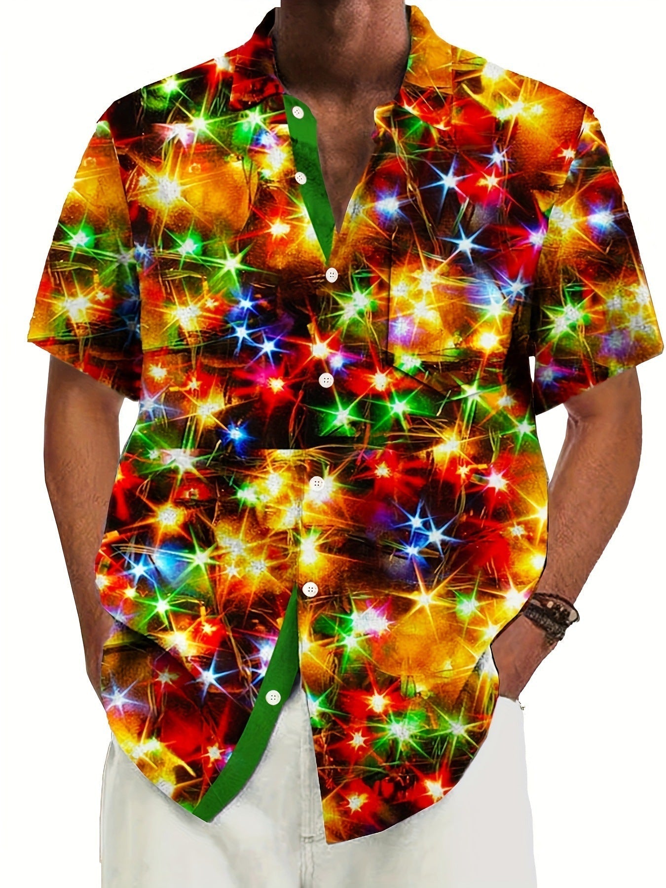 3D Digital Printing Men's Plus Size Button Pocket Short Sleeve Shirt