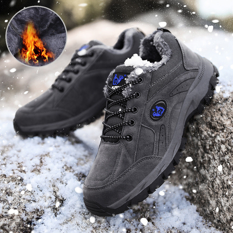 Outdoor Men's Hiking Shoes Plus Velvet Warm Cotton Shoes