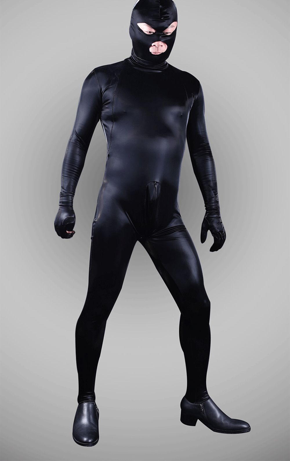 European And American Bright Leather PU Men's All-inclusive Bodysuit