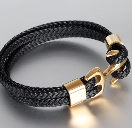 Anchor Vintage Woven Leather Bracelet
