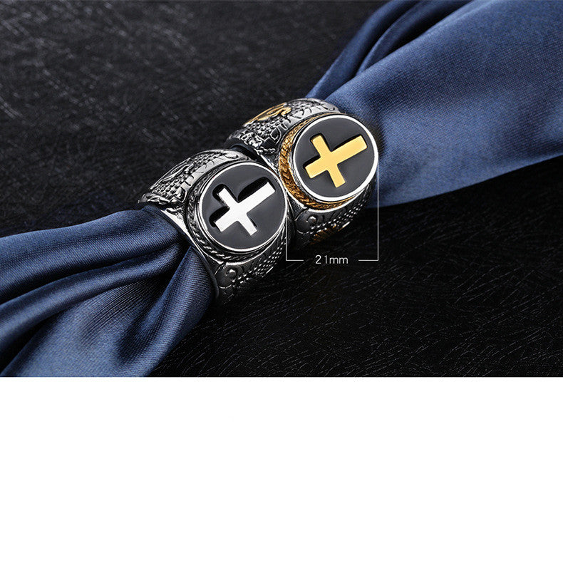 Metrosexual men's ring finger cross personality retro titanium ring