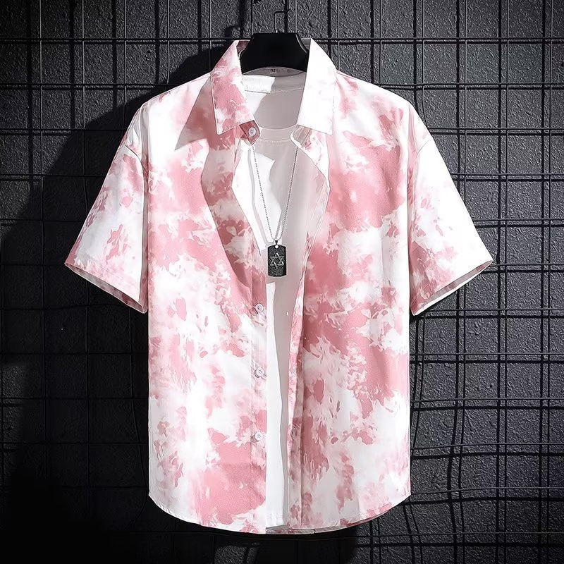 Men's Ice Silk Breathable Summer High-end Printed Shirt