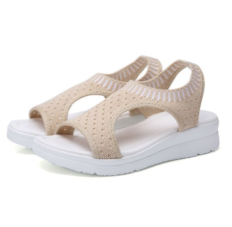 Women's thick-bottomed fishnet mesh sandals