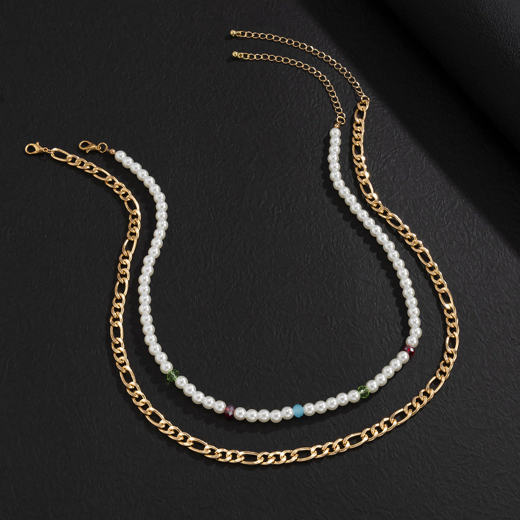 Men's Pearl Metal chain Necklace