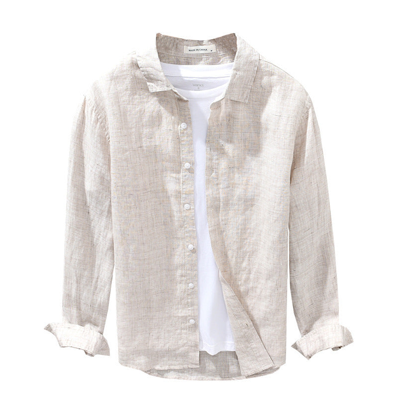 Linen Breathable Solid Color Loose shirt Men