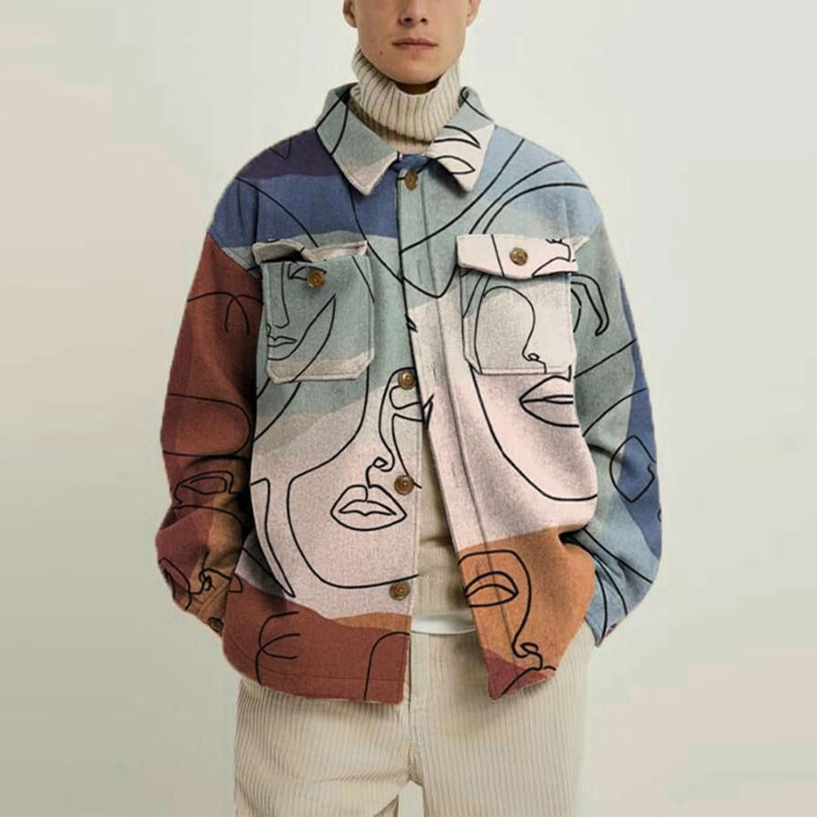 Explosive Autumn Printed Lapel Men's Jacket