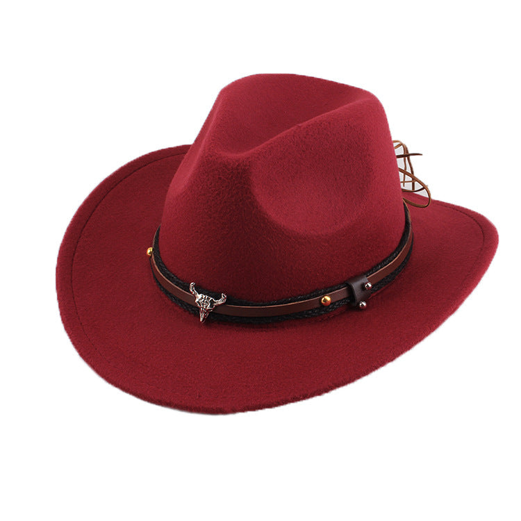 European And American Style Woolen Cowboy Hat Men's Lady Couple Ethnic Style Curling