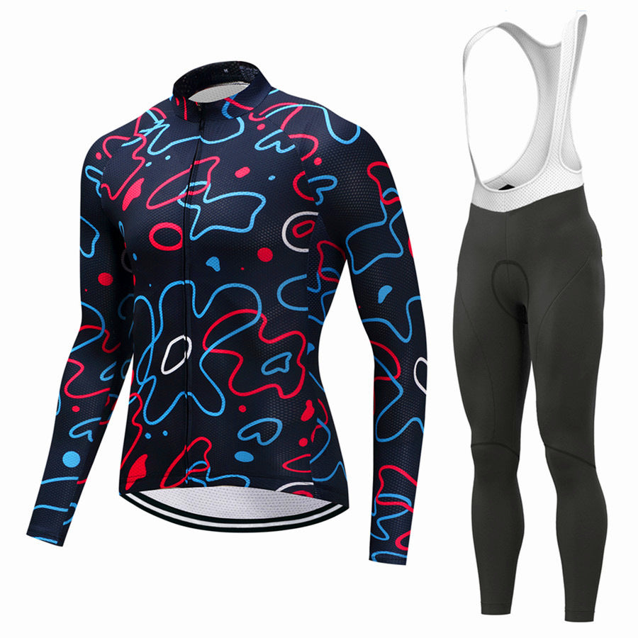 Autumn And Winter Cycling Clothes Men's Long-sleeved Fleece Suspenders Trousers