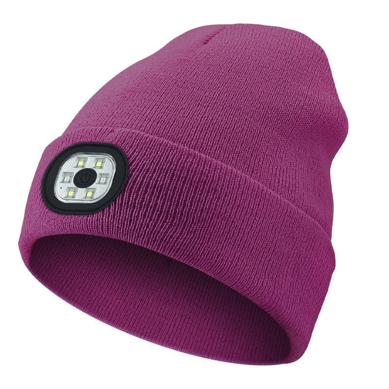 Outdoor Riding Lighting Headlights Cap Multi-color Optional Night Running LED Light Emitting Knitted Hat