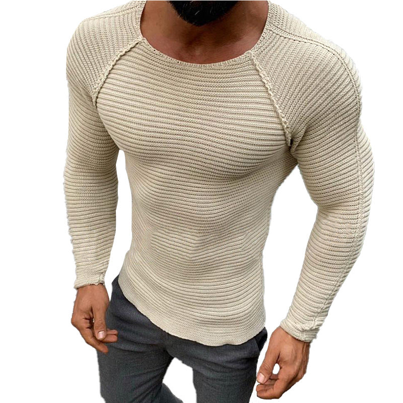 Slim-fit Round Neck Knit Pullover Sweater Men