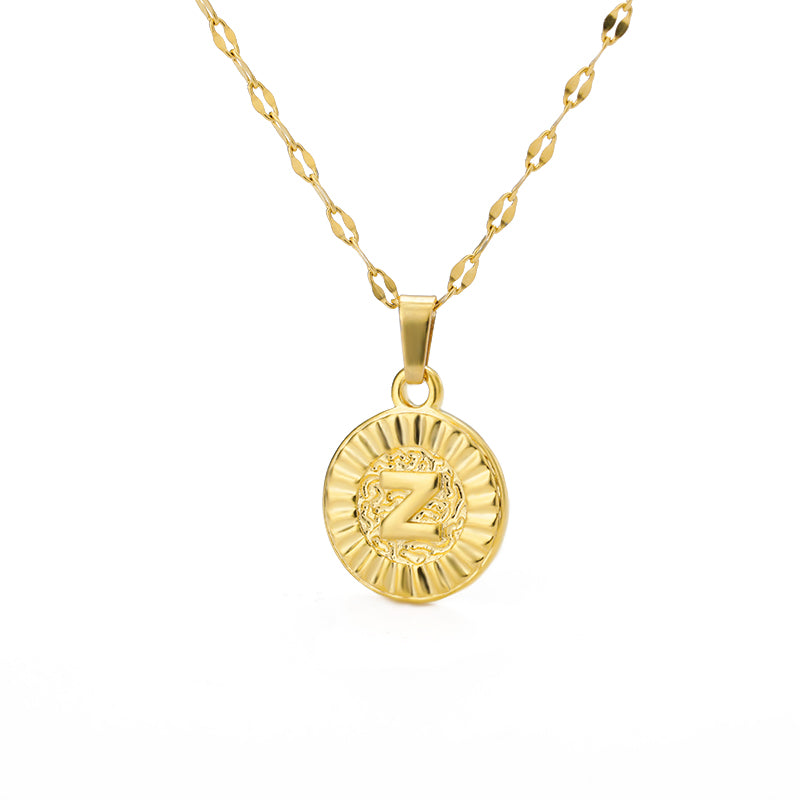 English Alphabet Disc Necklace Men and women