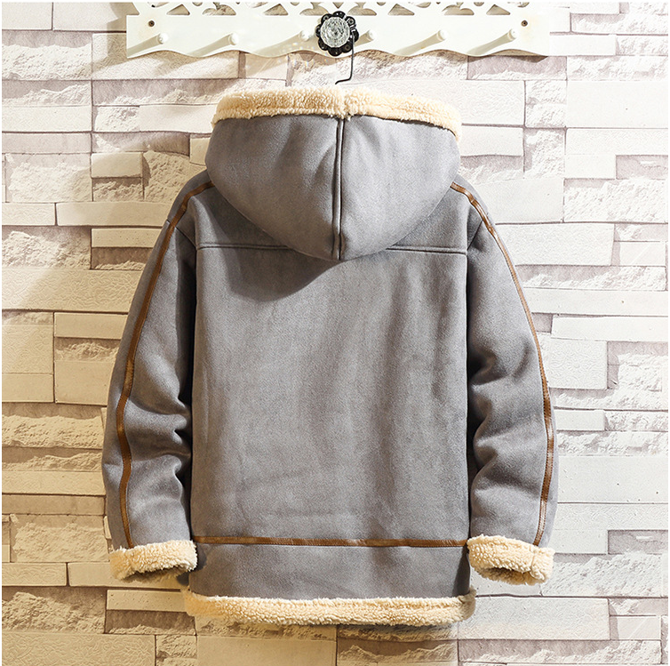 Lamb Wool Hooded Casual Men's Cotton Jacket