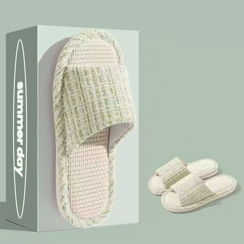 Indoor Summer Sweat Absorbing Cotton And Linen Slippers