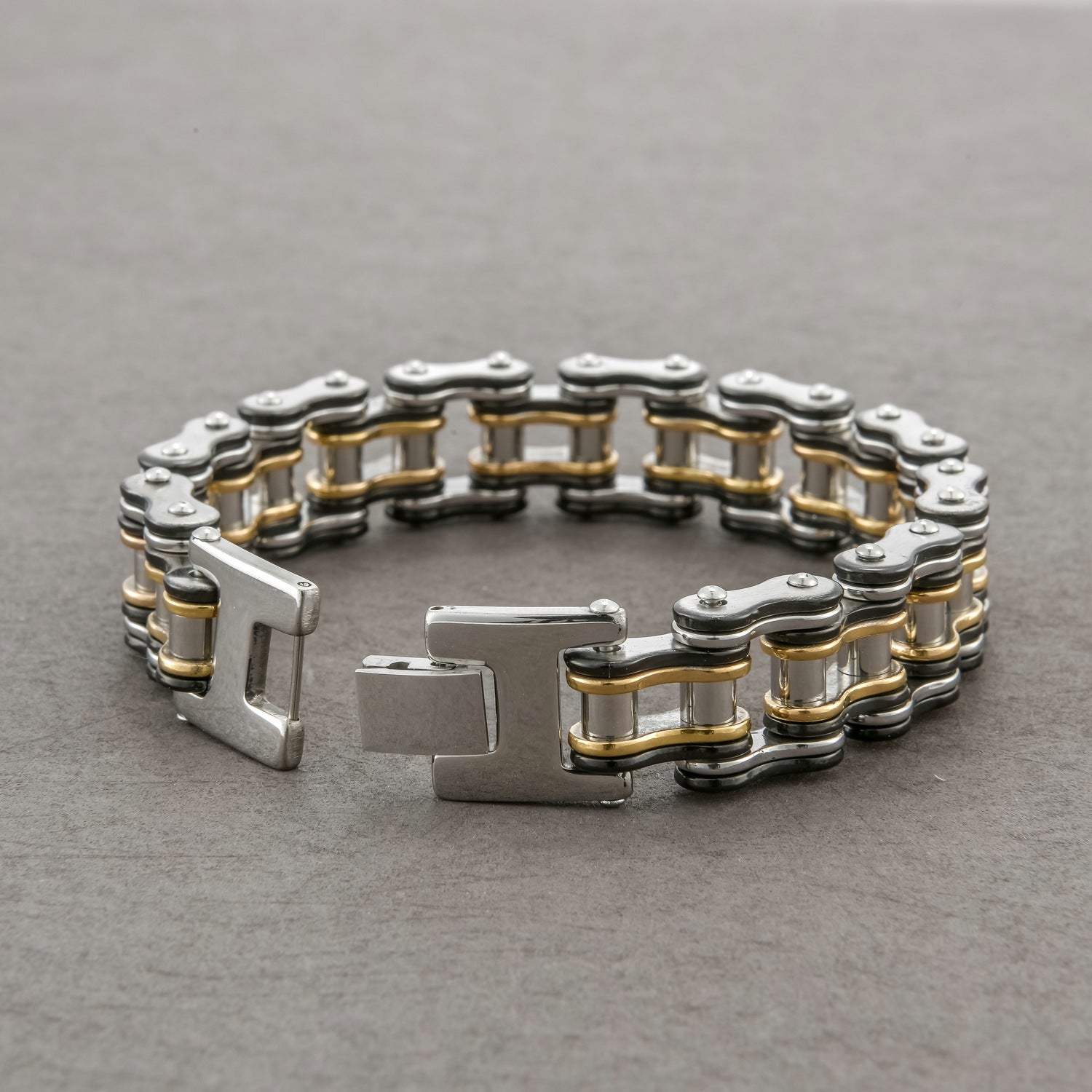 Black Gold Bicycle Bracelet Titanium Steel Men