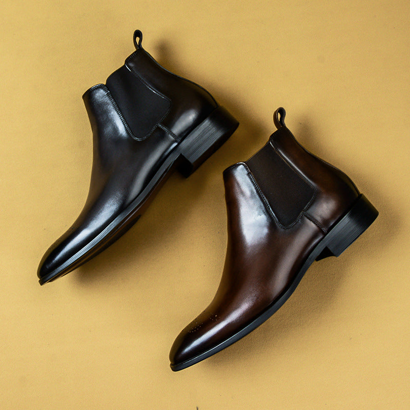 Men's Retro Cowhide Winter High Top Leather Shoes