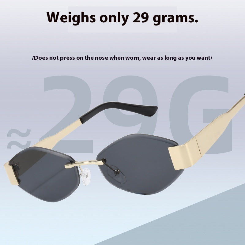 Polygon Rimless Elegant Sun-resistant Sunglasses