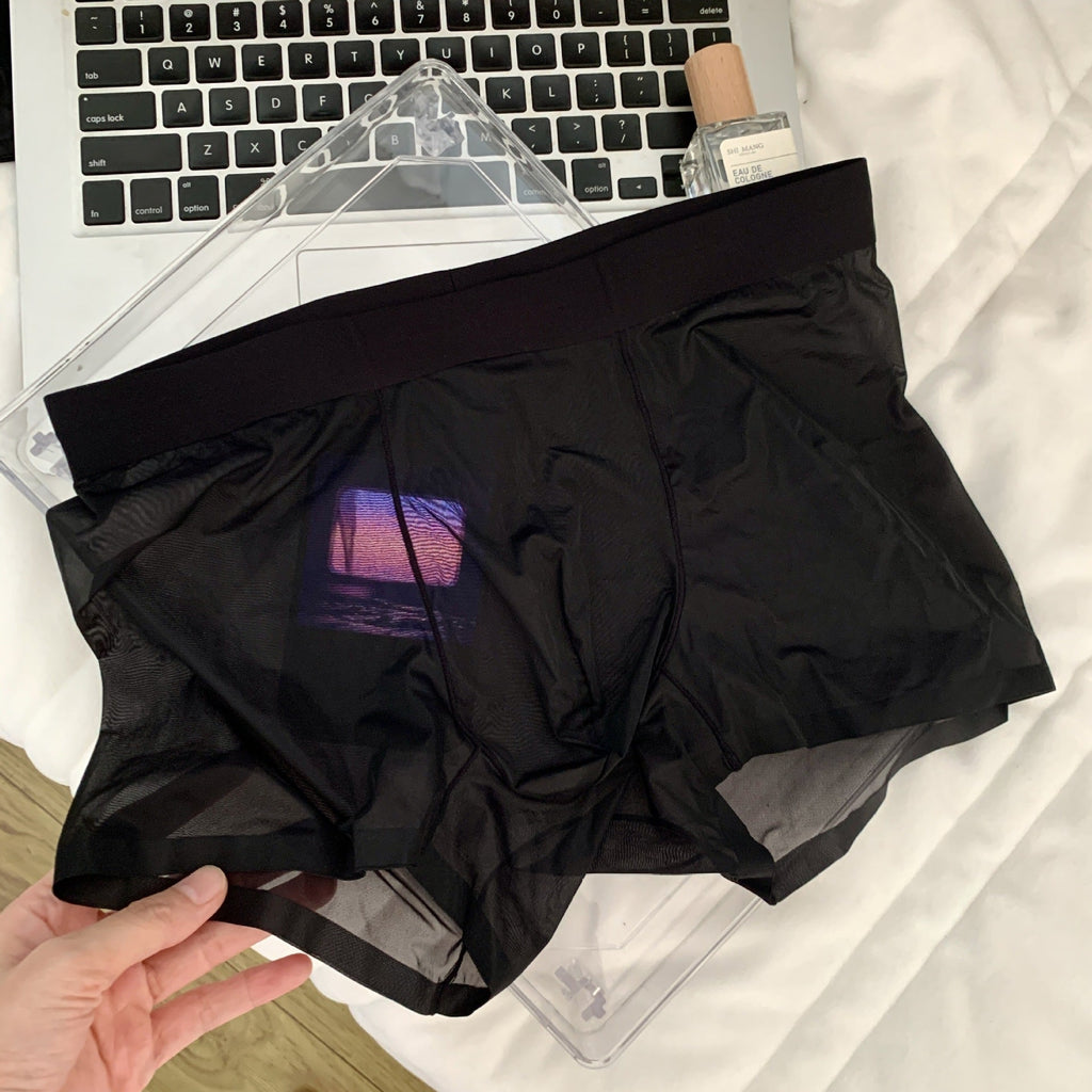 20D Ice Silk Nude Feel Seamless Ultra-thin Transparent Men's Underwear Boxers