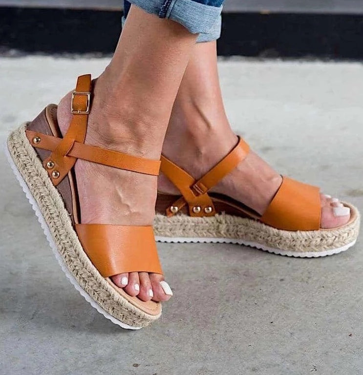 Hemp rope heel sandals