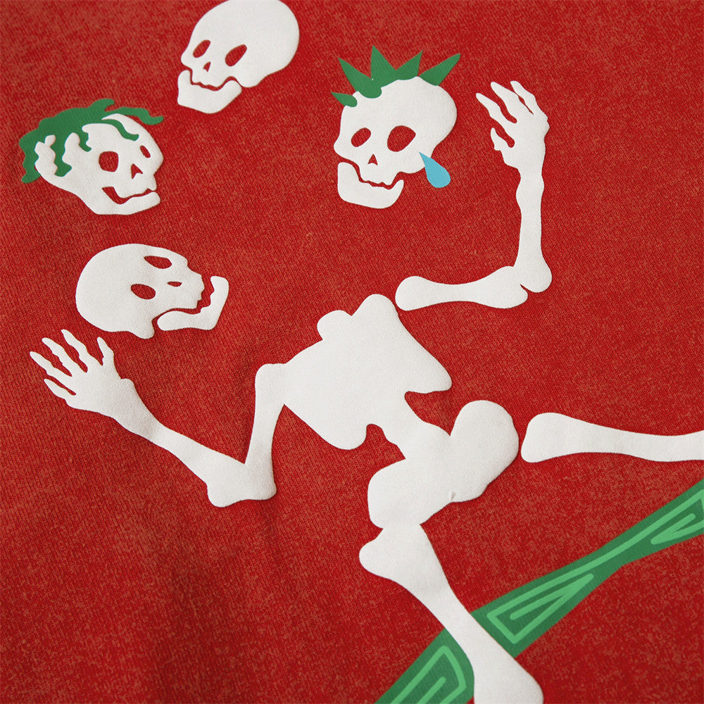 Cartoon Casual Skull Backing Round Neck Bodysuit Male